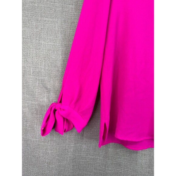 CeCe Long Sleeve Tie Cuff V Neck Blouse Women's Size XS Pink - Picture 3 of 6